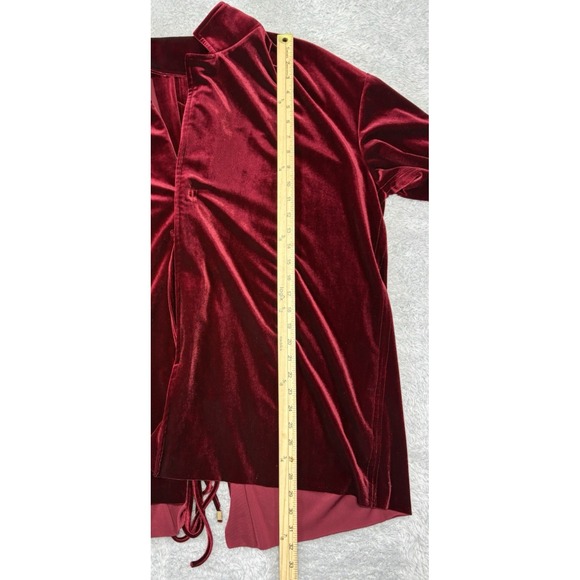 Japanese‎ Wine Velvet Women Embroidery Crowned Crane Kimono Bathrobe Sz L - Picture 6 of 9